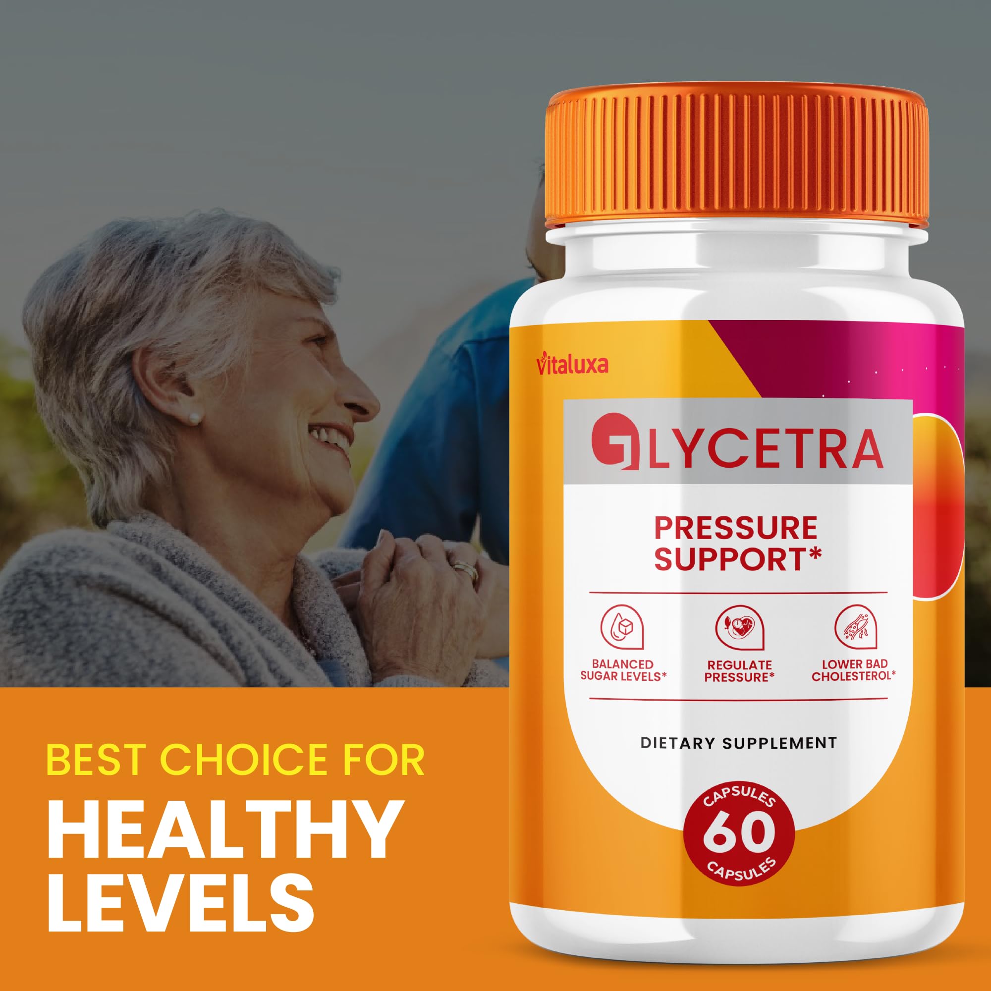 Vitaluxa Glycetra Natural Dietary Supplement back view with ingredients