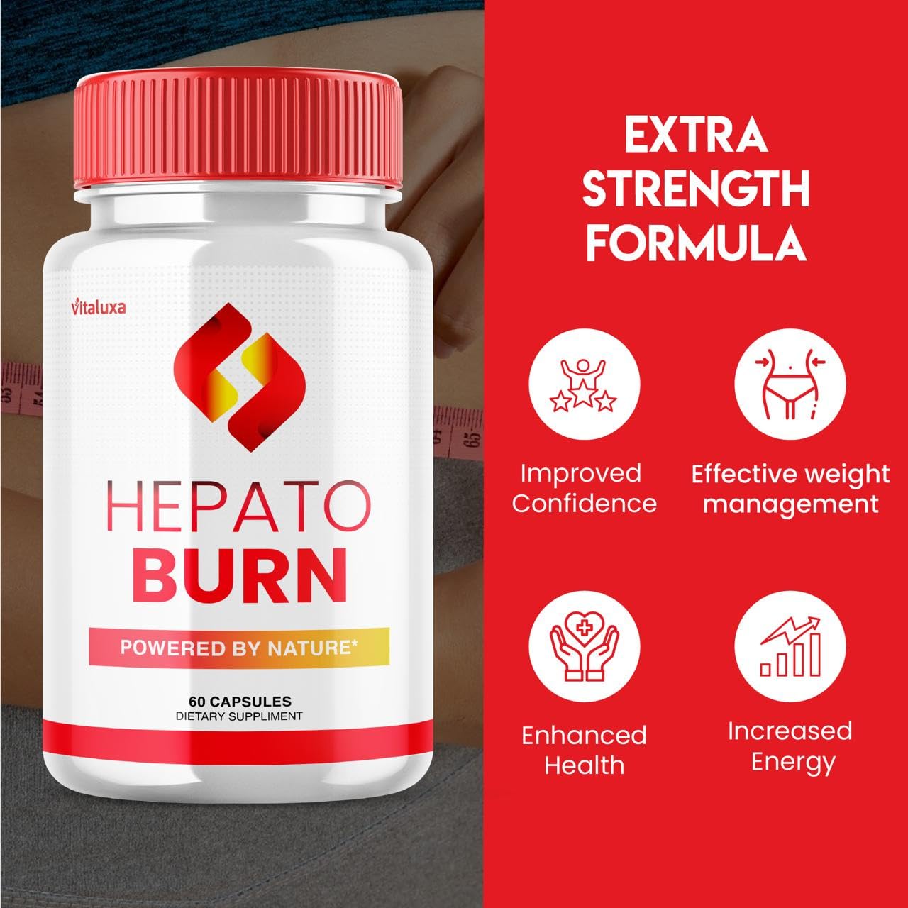 Vitaluxa HepatoBurn Supplement Pills back view