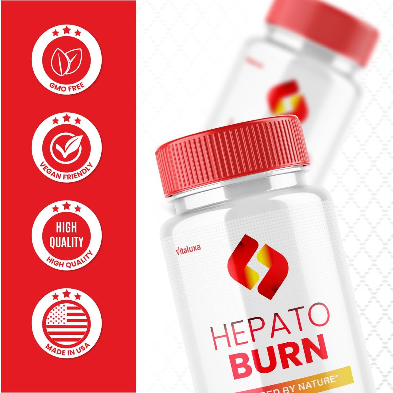 Vitaluxa HepatoBurn Supplement Pills in a lifestyle setting