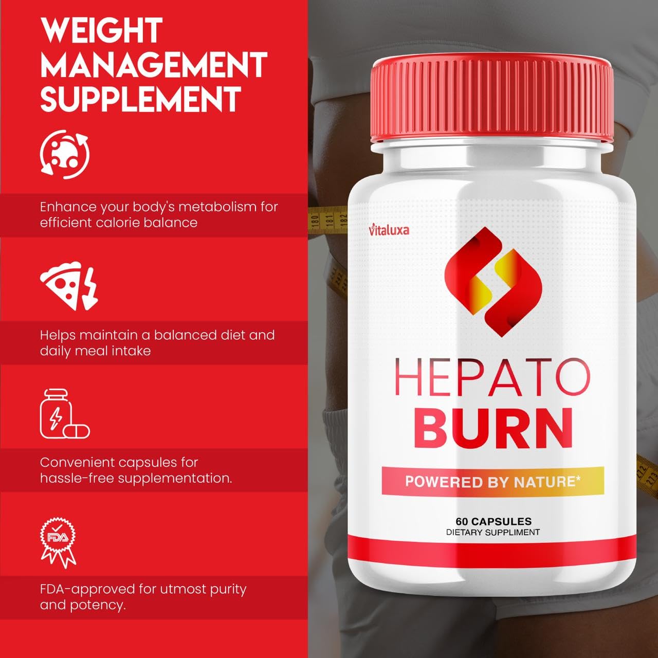 Vitaluxa HepatoBurn Supplement Pills side view
