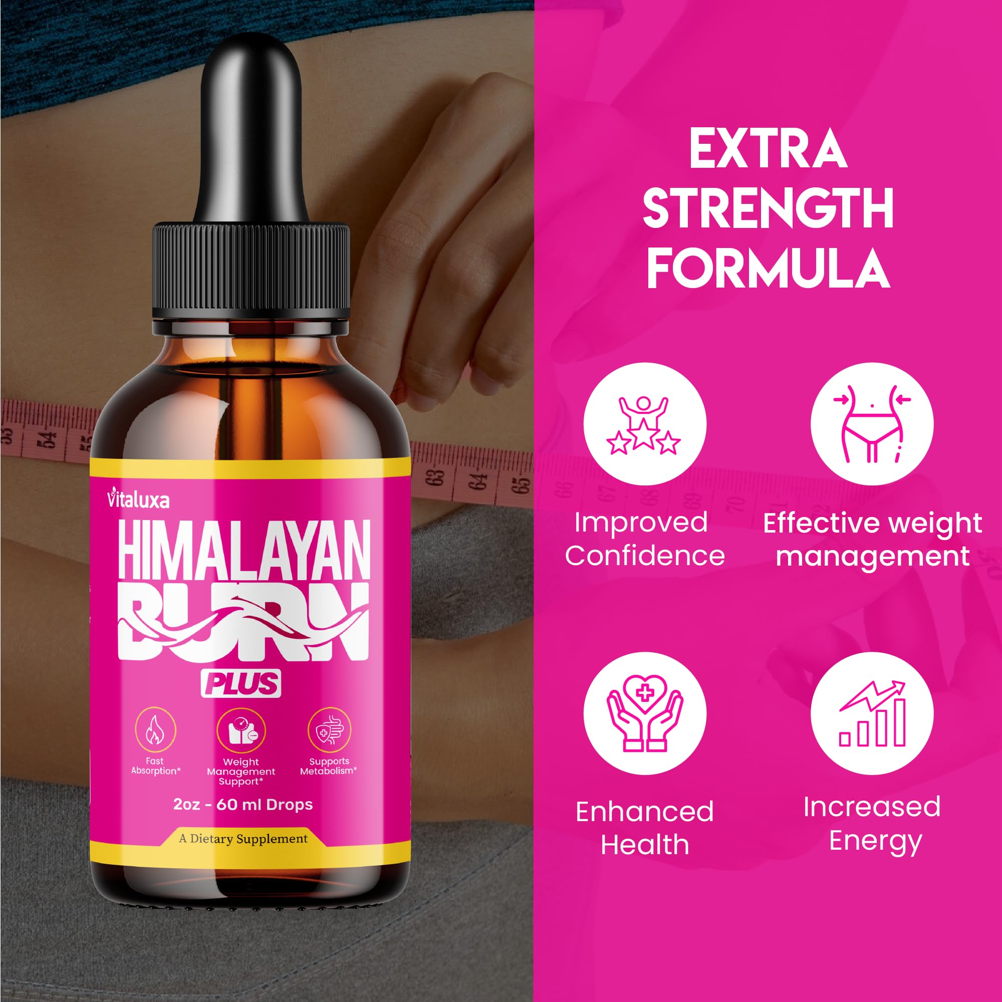 Vitaluxa Himalayan Burn Plus Liquid Drops 57g label close-up