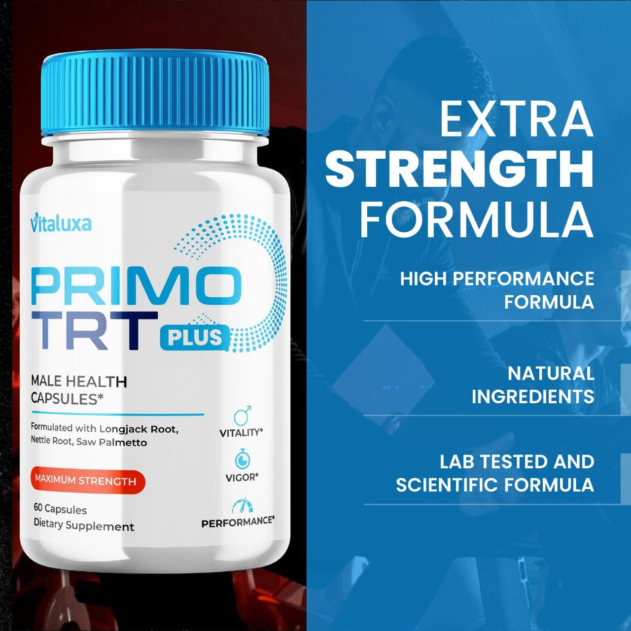 Vitaluxa Primo TRT Plus Capsules close-up