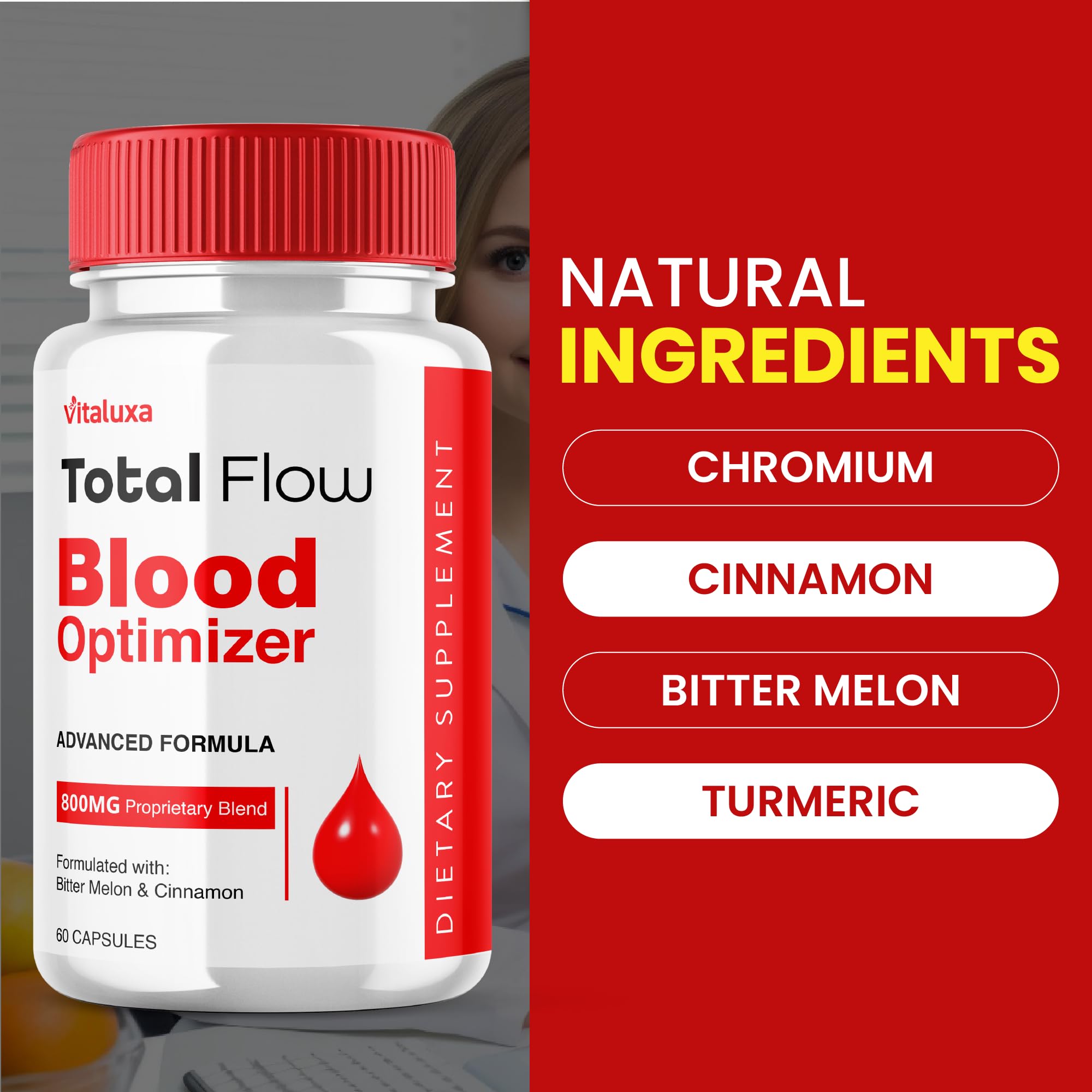 Vitaluxa Total Flow Daily Supplement Capsules back label
