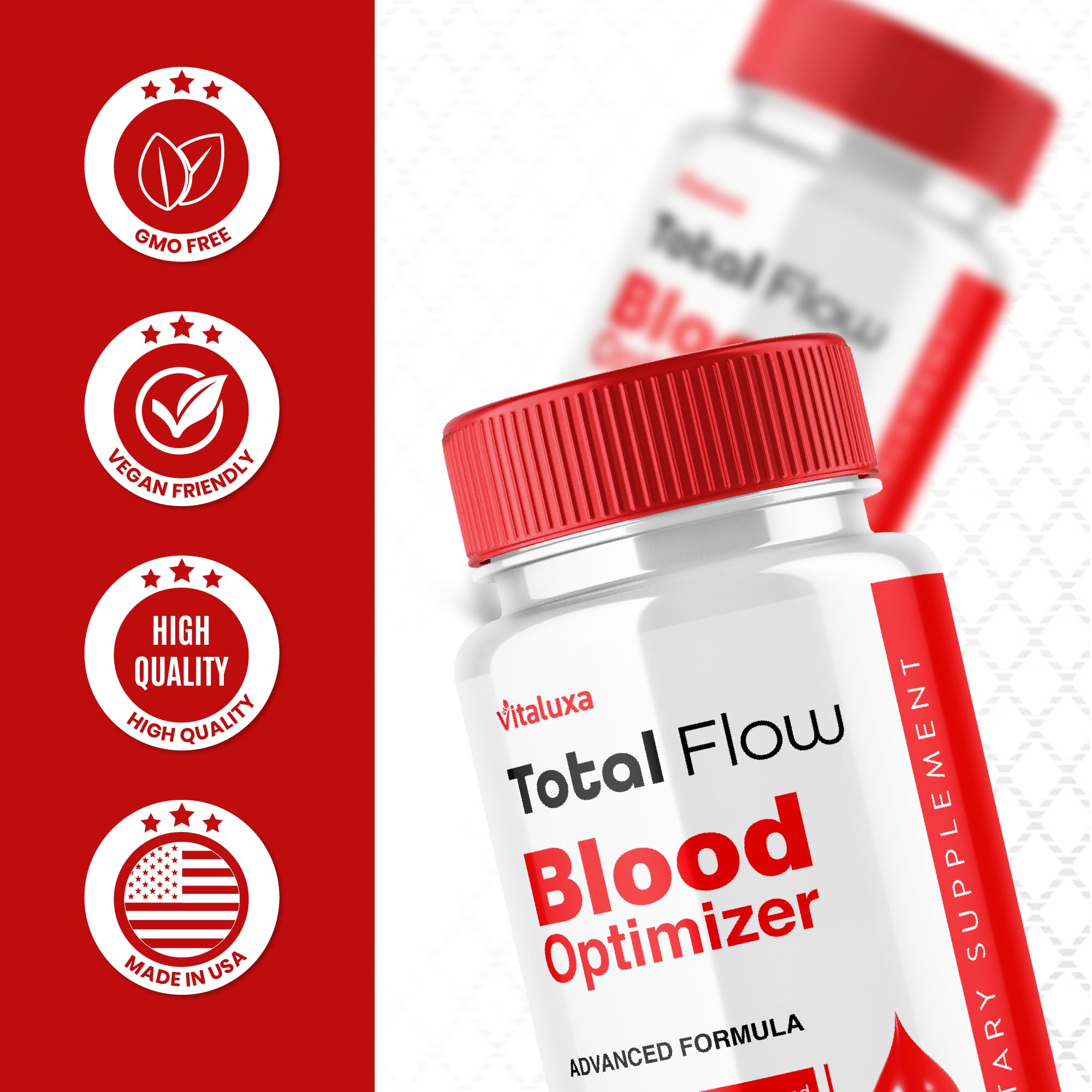 Vitaluxa Total Flow Daily Supplement Capsules with measuring spoon