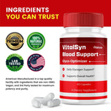Vitaluxa Vitalsyn Blood Support Capsules in hand for size reference