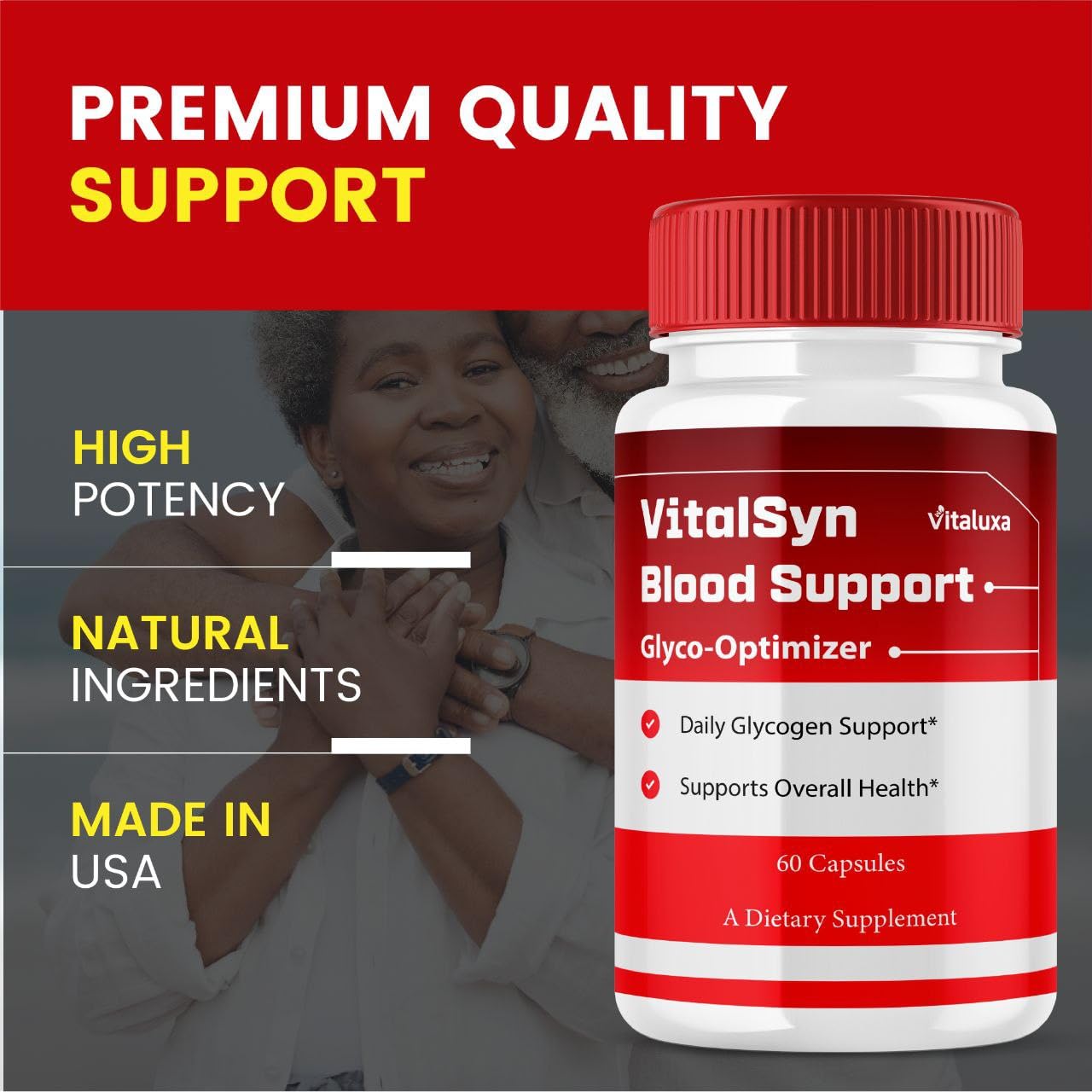 Vitaluxa Vitalsyn Blood Support Capsules side view showing capsule details
