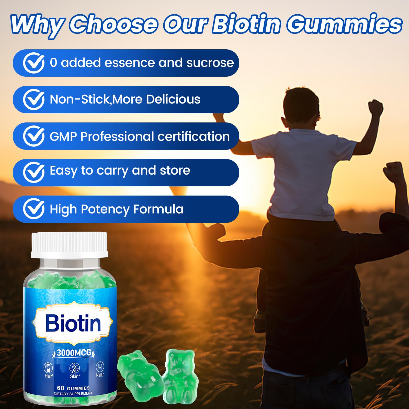 Vitaluxy Biotin Gummies packaging with nutritional information