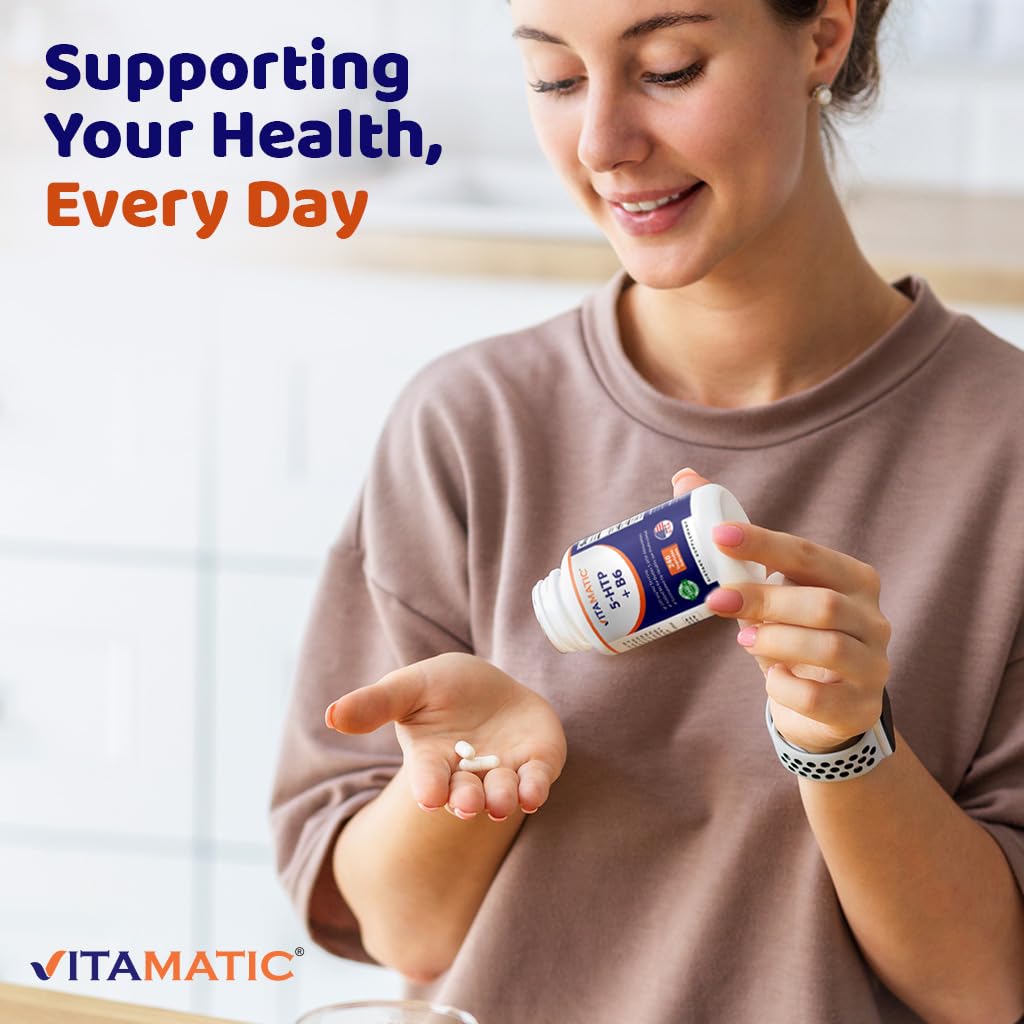 Vitamatic 5-HTP Supplement bottle packaging