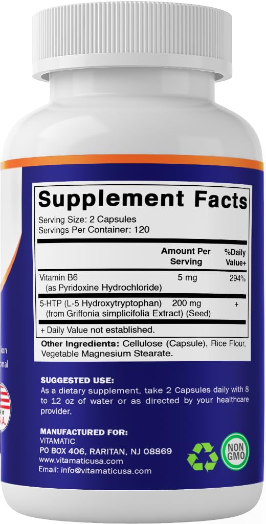Vitamatic 5-HTP Supplement with a measuring spoon