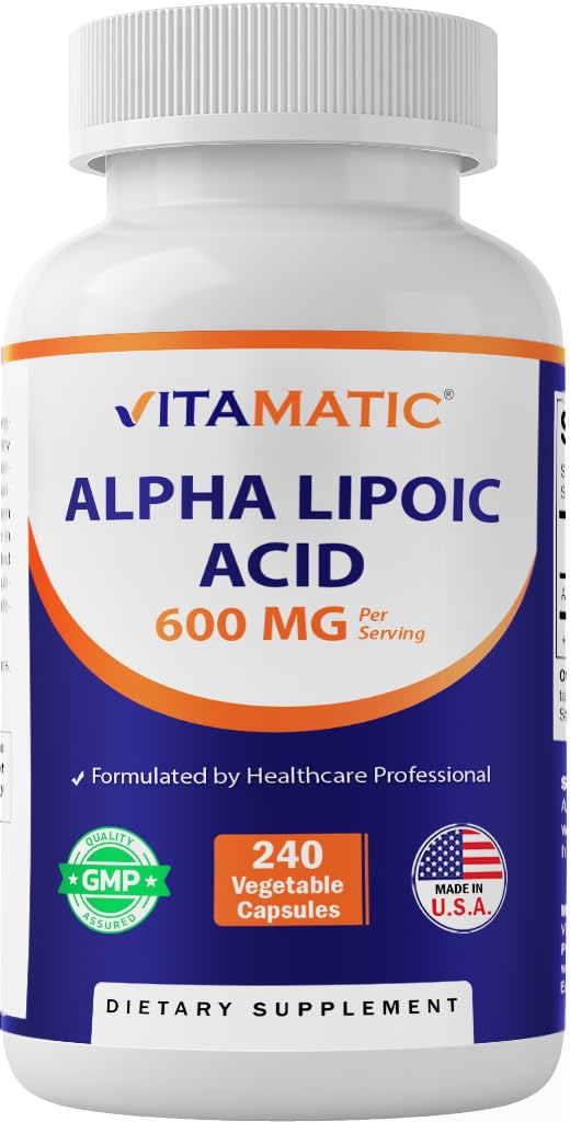 Vitamatic Alpha Lipoic Acid 600mg capsules front view