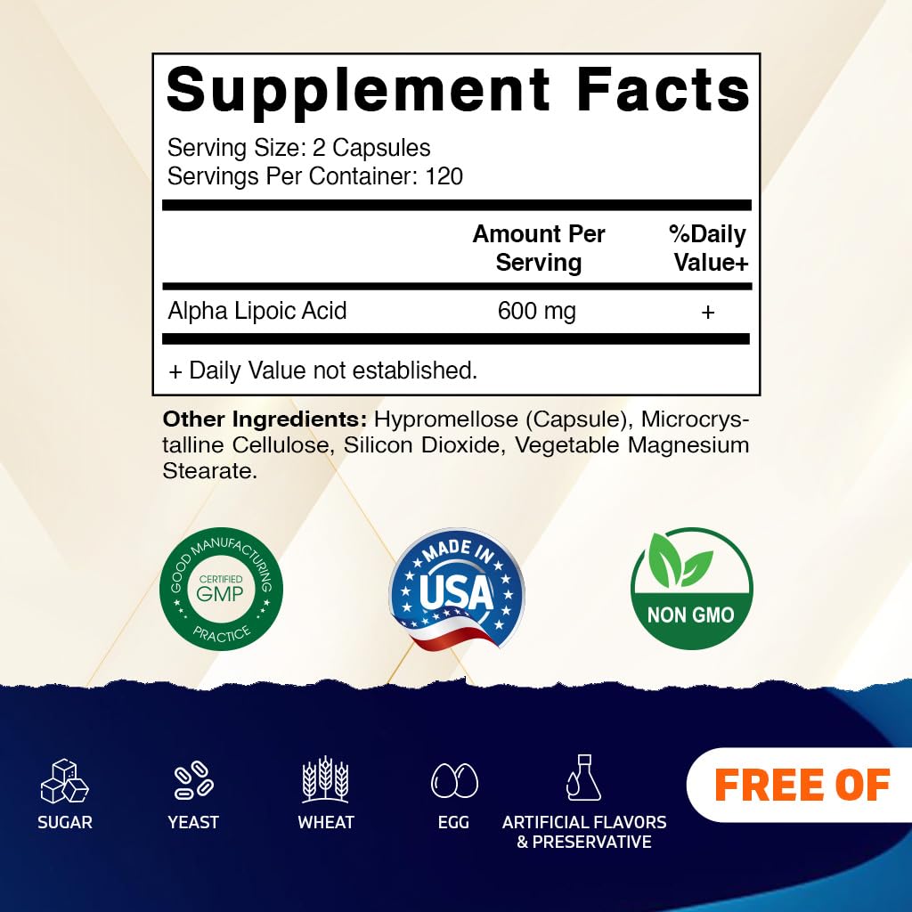 Vitamatic Alpha Lipoic Acid 600mg capsules side view