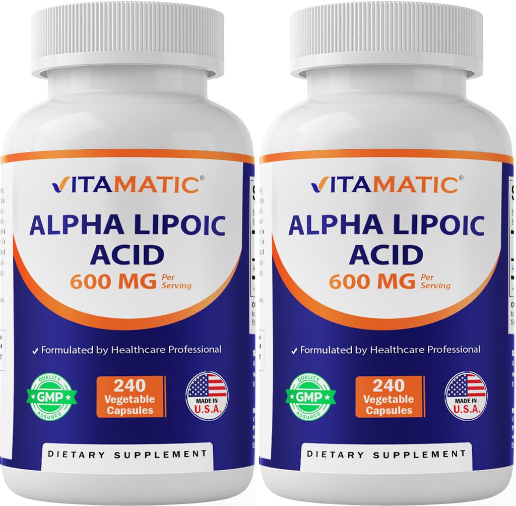 Vitamatic Alpha Lipoic Acid 600mg supplement bottle front view