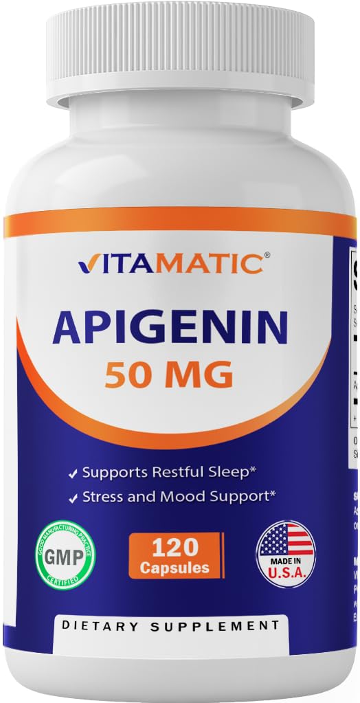 Vitamatic Apigenin 50mg Capsules front view with label