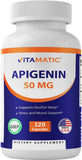 Vitamatic Apigenin 50mg Capsules front view with label