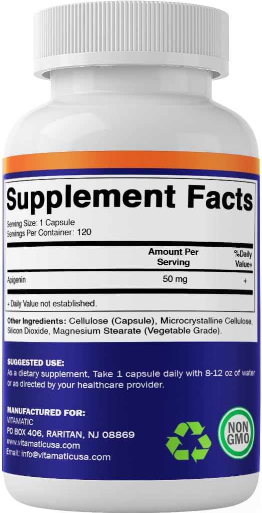 Vitamatic Apigenin 50mg Capsules with measuring spoon