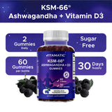 Vitamatic Ashwagandha Gummies on a wooden table