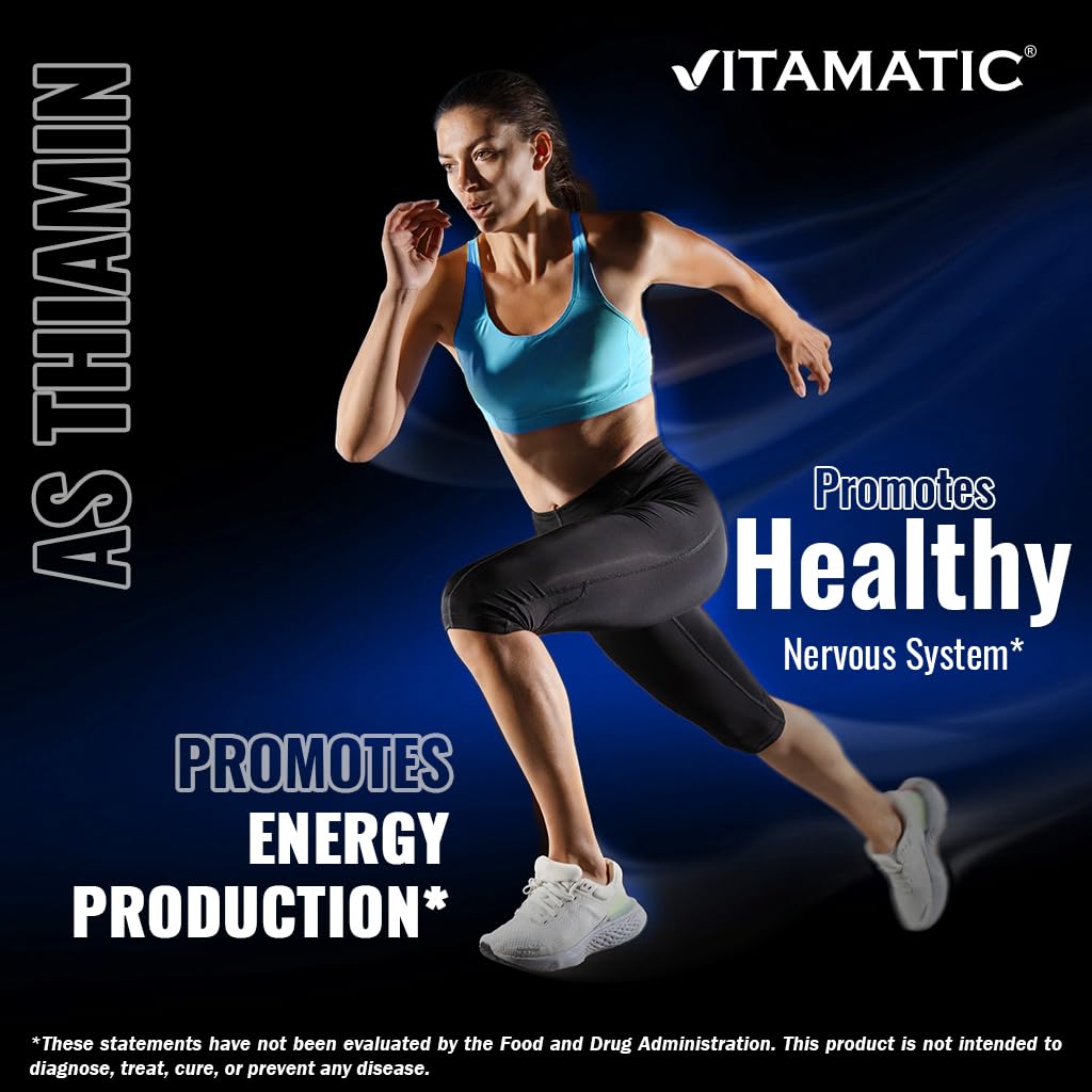 Vitamatic B1 Thiamine Supplement 100mg made in USA label