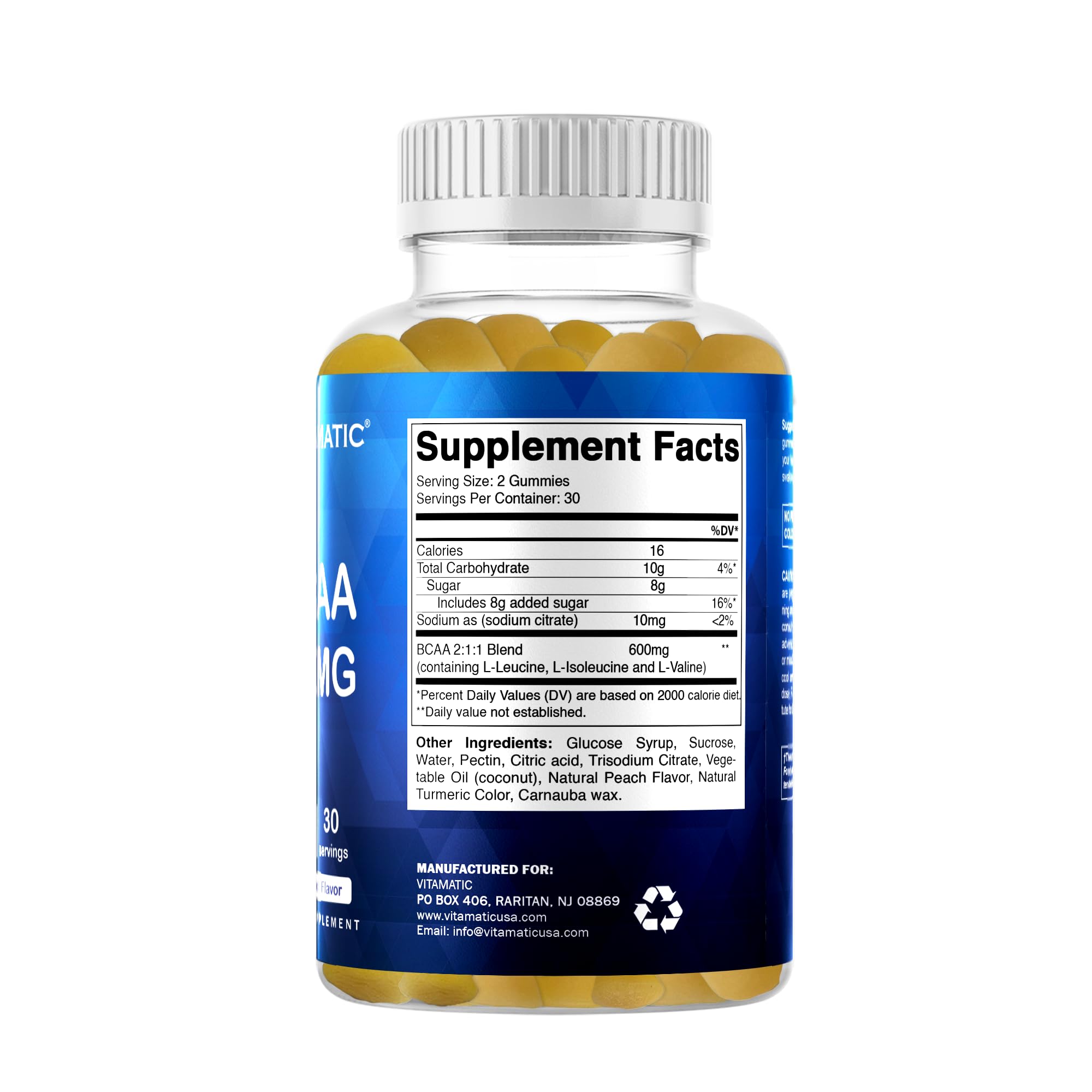 Vitamatic BCAA Gummies 99g with fitness accessories