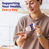 Vitamatic Beet Root Extract 800mg capsules on a wooden table