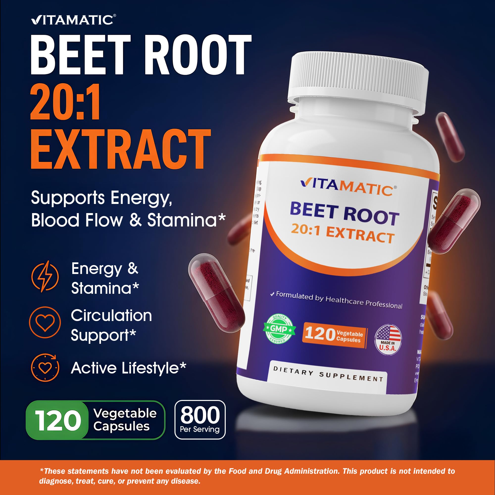 Vitamatic Beet Root Extract ingredients list on packaging