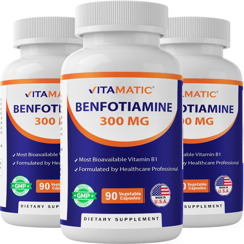 Vitamatic Benfotiamine 300mg vegetable capsules front view