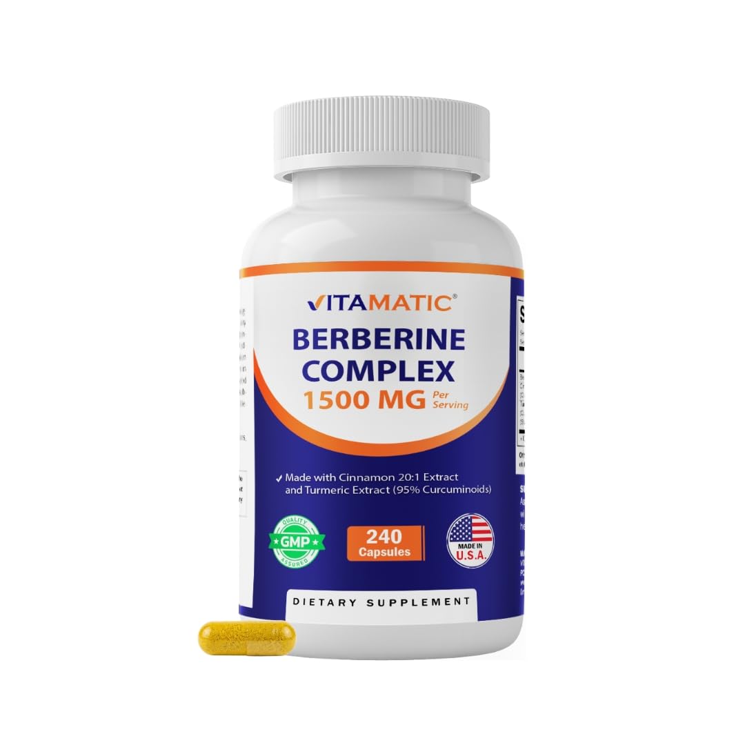 Vitamatic Berberine with Ceylon Cinnamon 240 Capsules front view