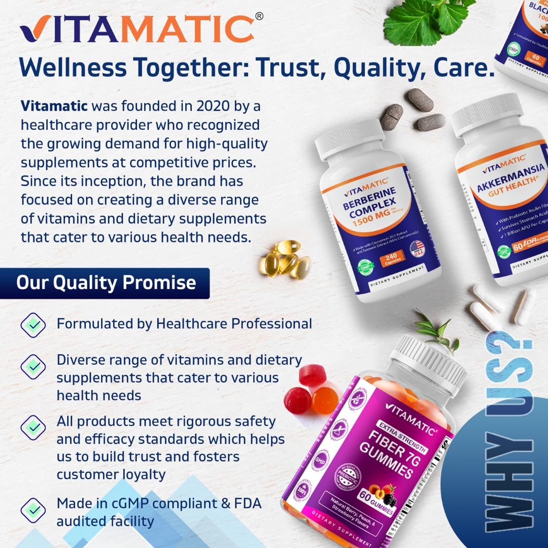 Vitamatic Berberine with Ceylon Cinnamon bottle back view