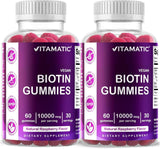 Vitamatic Biotin Gummies front view with raspberry flavour
