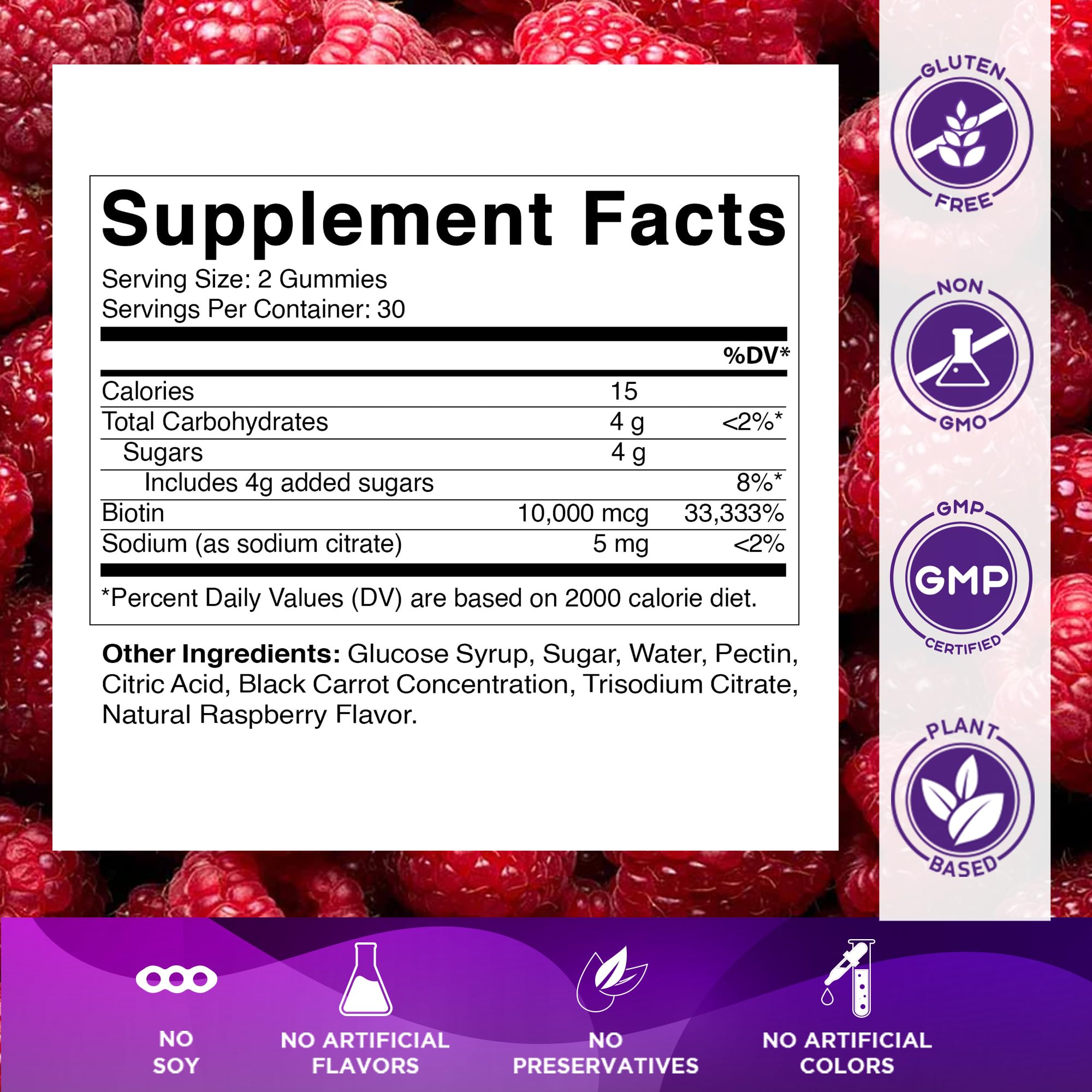 Vitamatic Biotin Gummies packaging side view