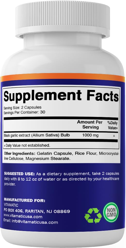 Vitamatic Black Garlic Capsules 160g ingredients list