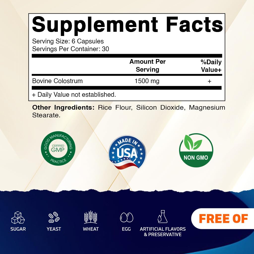 Vitamatic Bovine Colostrum Capsules bottle side view
