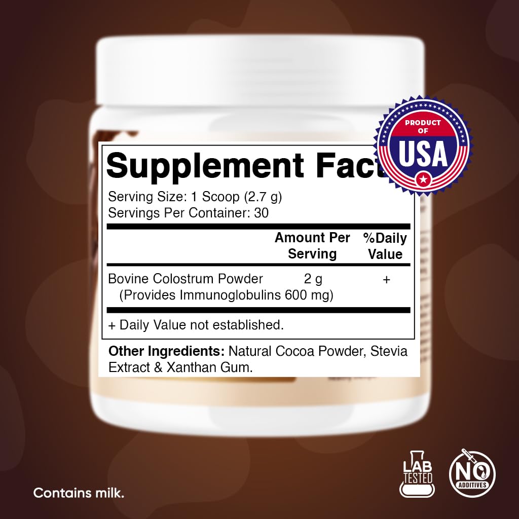Vitamatic Bovine Colostrum Powder 108g packaging side view