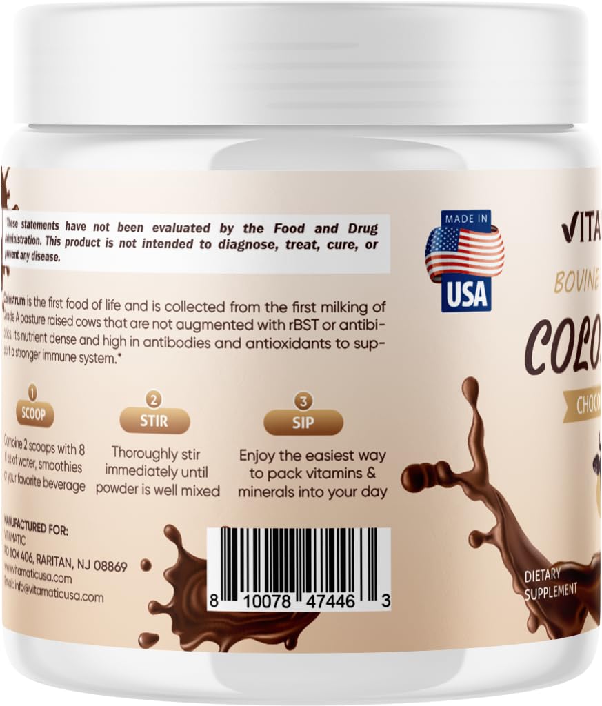 Vitamatic Bovine Colostrum Powder 108g scoop with powder