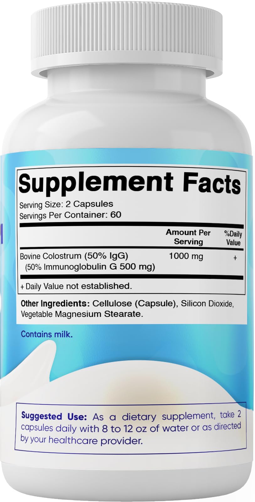 Vitamatic Bovine Colostrum Supplement 1000 mg with smoothie ingredients