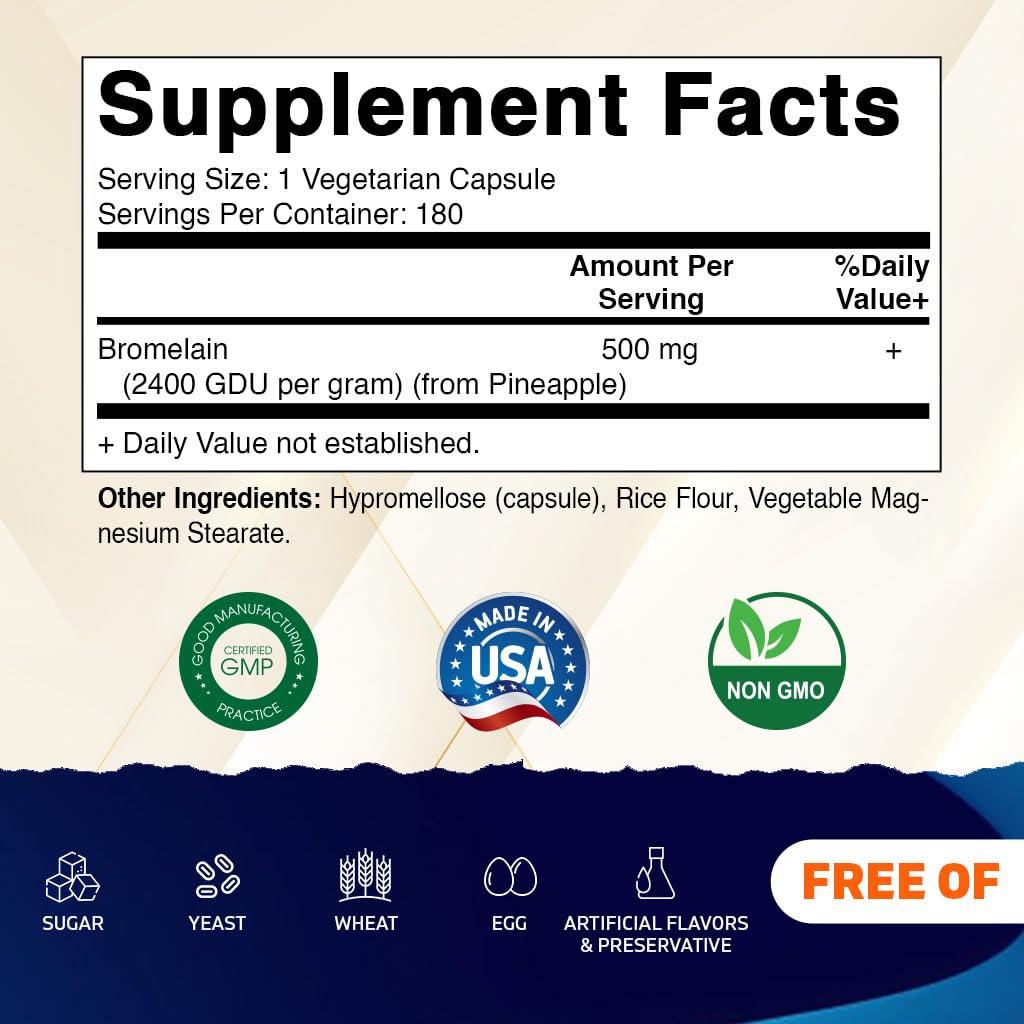 Vitamatic Bromelain Supplement 500mg side view with label