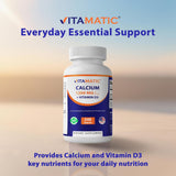 Vitamatic Calcium with Vitamin D3 2 tablets on a surface