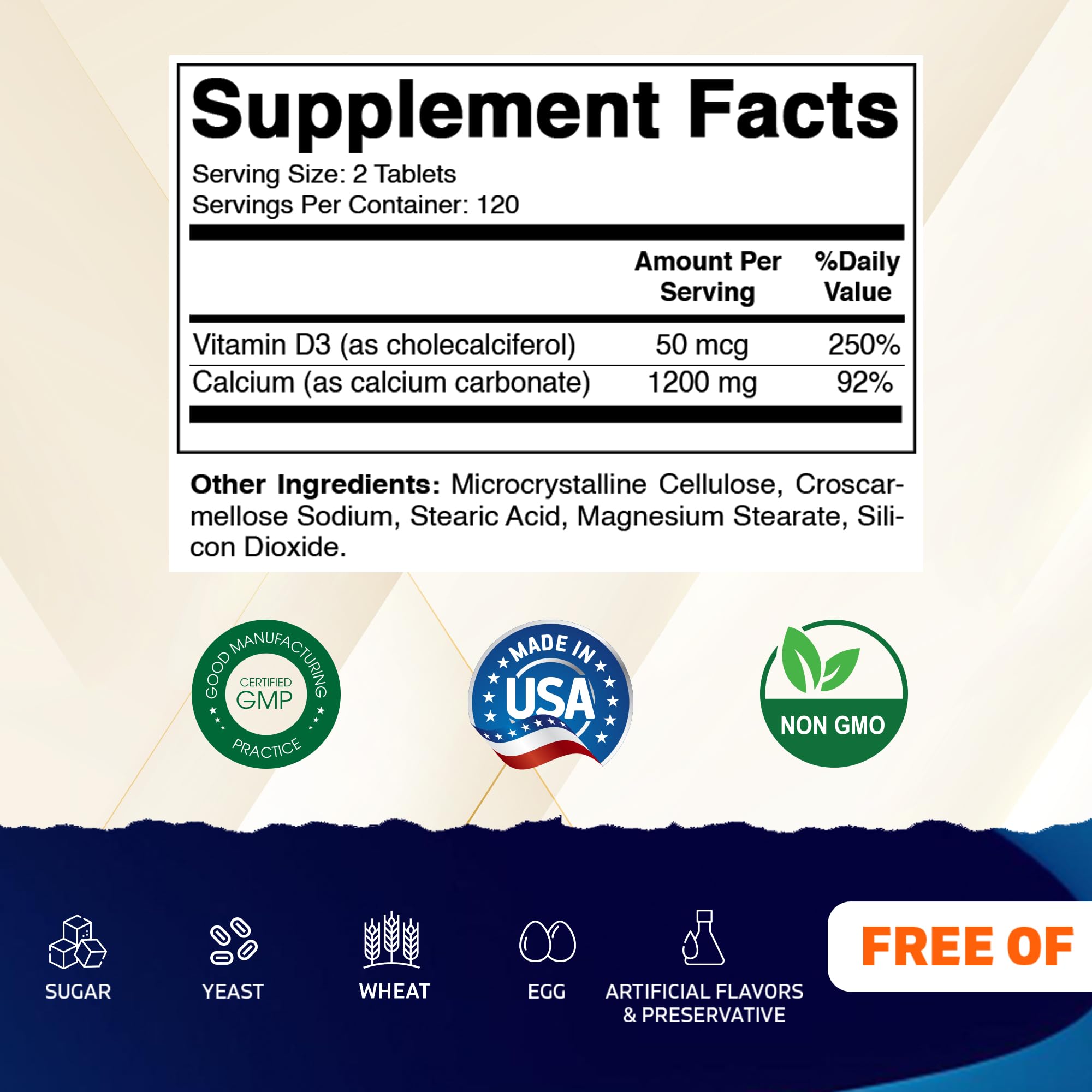 Vitamatic Calcium with Vitamin D3 bottle side view