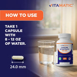 Vitamatic Choline Bitartrate Capsules in packaging on a wooden table