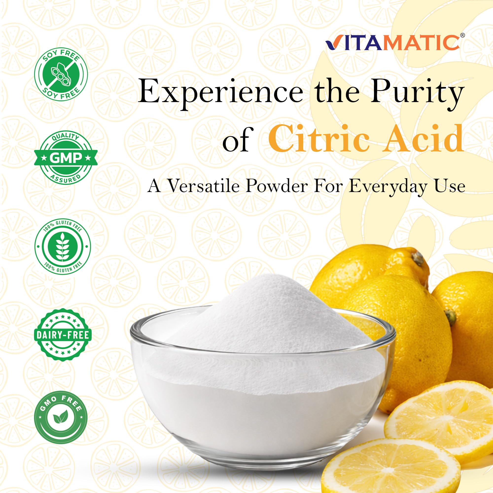 Vitamatic Citric Acid 5 lb crystalline granules side view