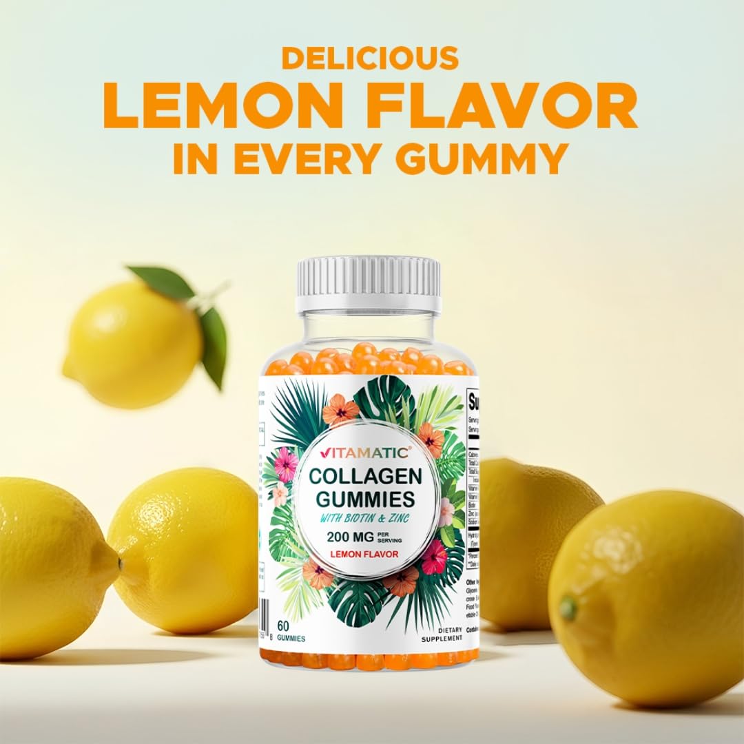 Vitamatic Collagen Gummies with fresh tropical fruit