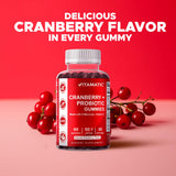 Vitamatic Cranberry Gummies back view with nutritional information