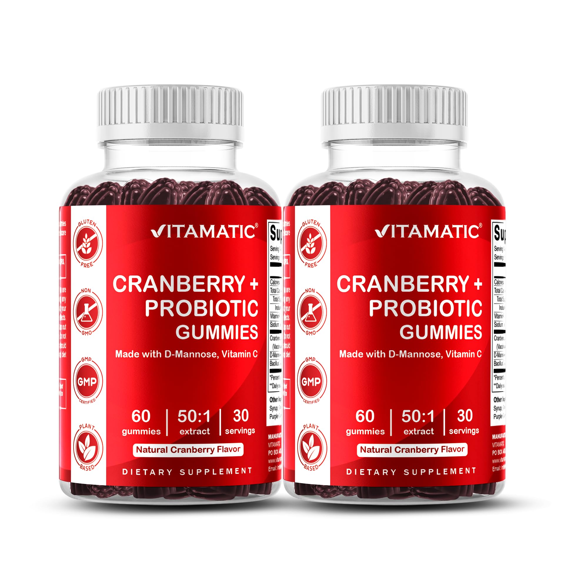 Vitamatic Cranberry Gummies front view with packaging