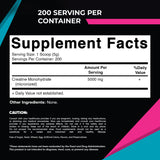 Vitamatic Creatine Monohydrate Powder back view showing nutritional information