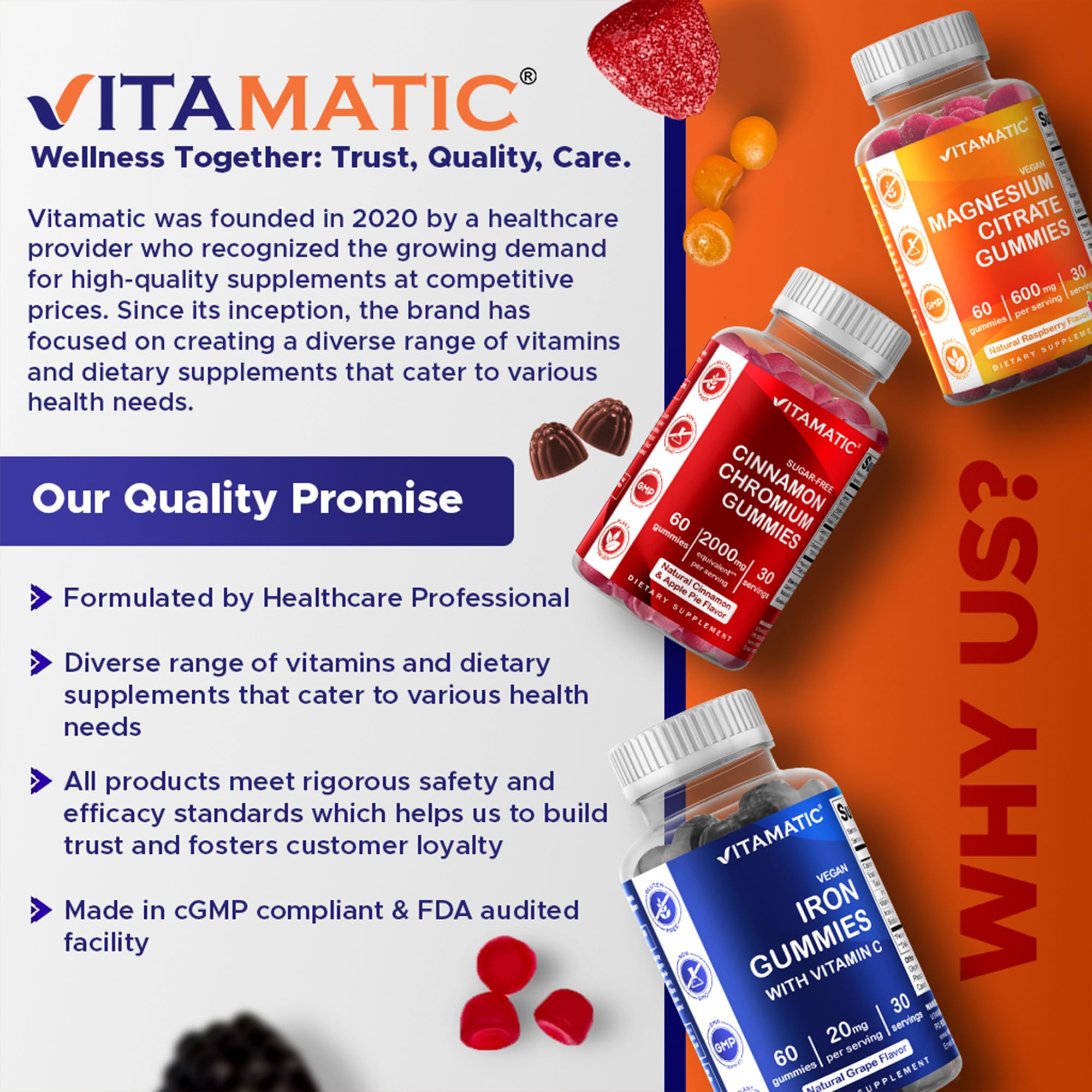 Vitamatic daily wellness Gummies displayed with lemon slices