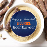 Vitamatic DGL Licorice Root Capsules 380mg capsules on a table