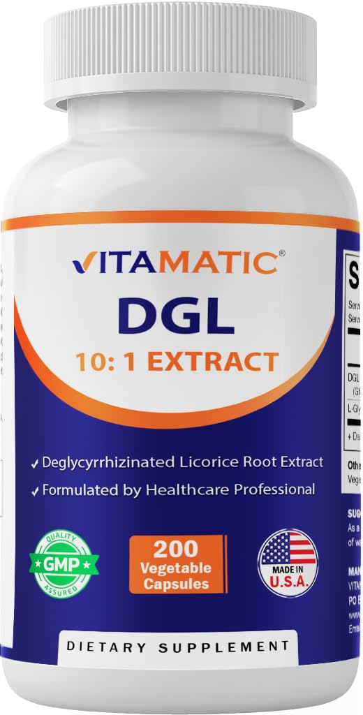 Vitamatic DGL Licorice Root Capsules 380mg front view