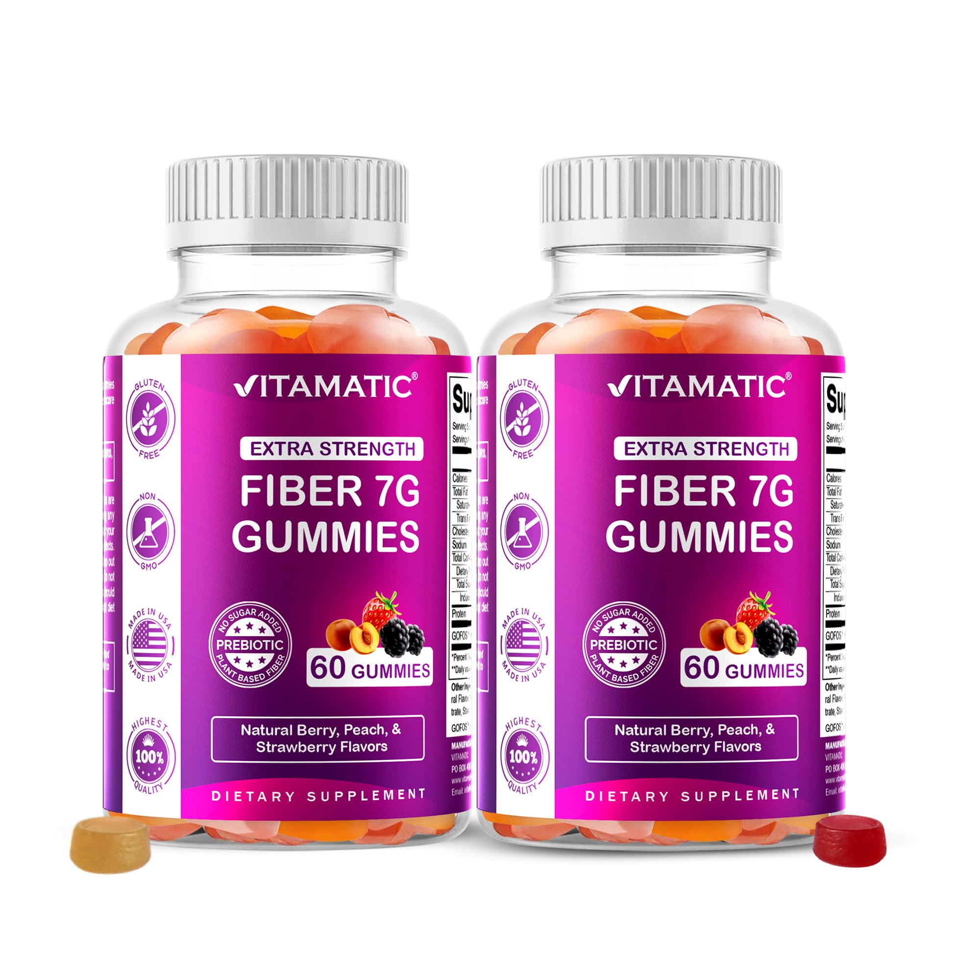 Vitamatic Dietary Fibre Gummies front view with natural flavours