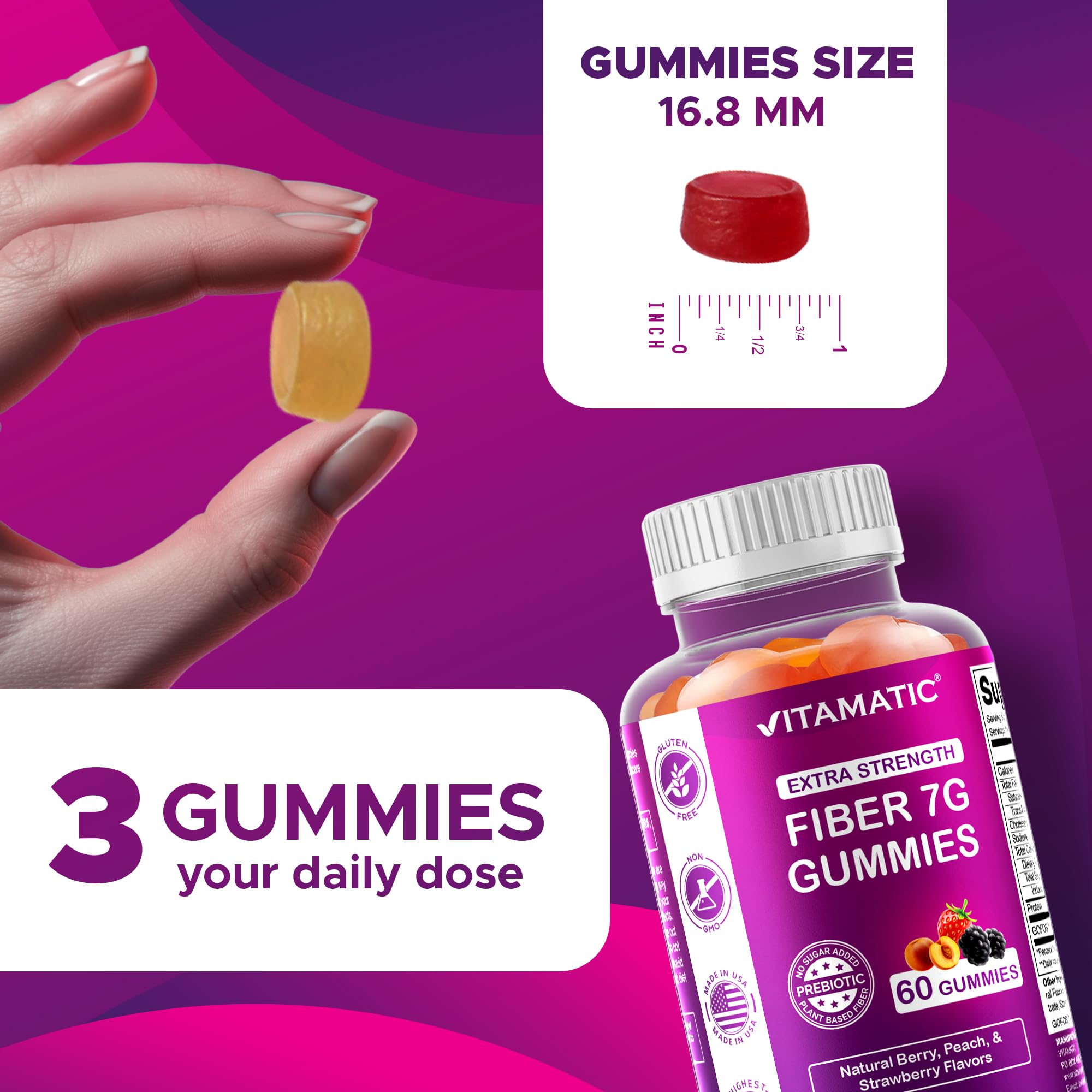 Vitamatic Dietary Fibre Gummies with natural berry flavour