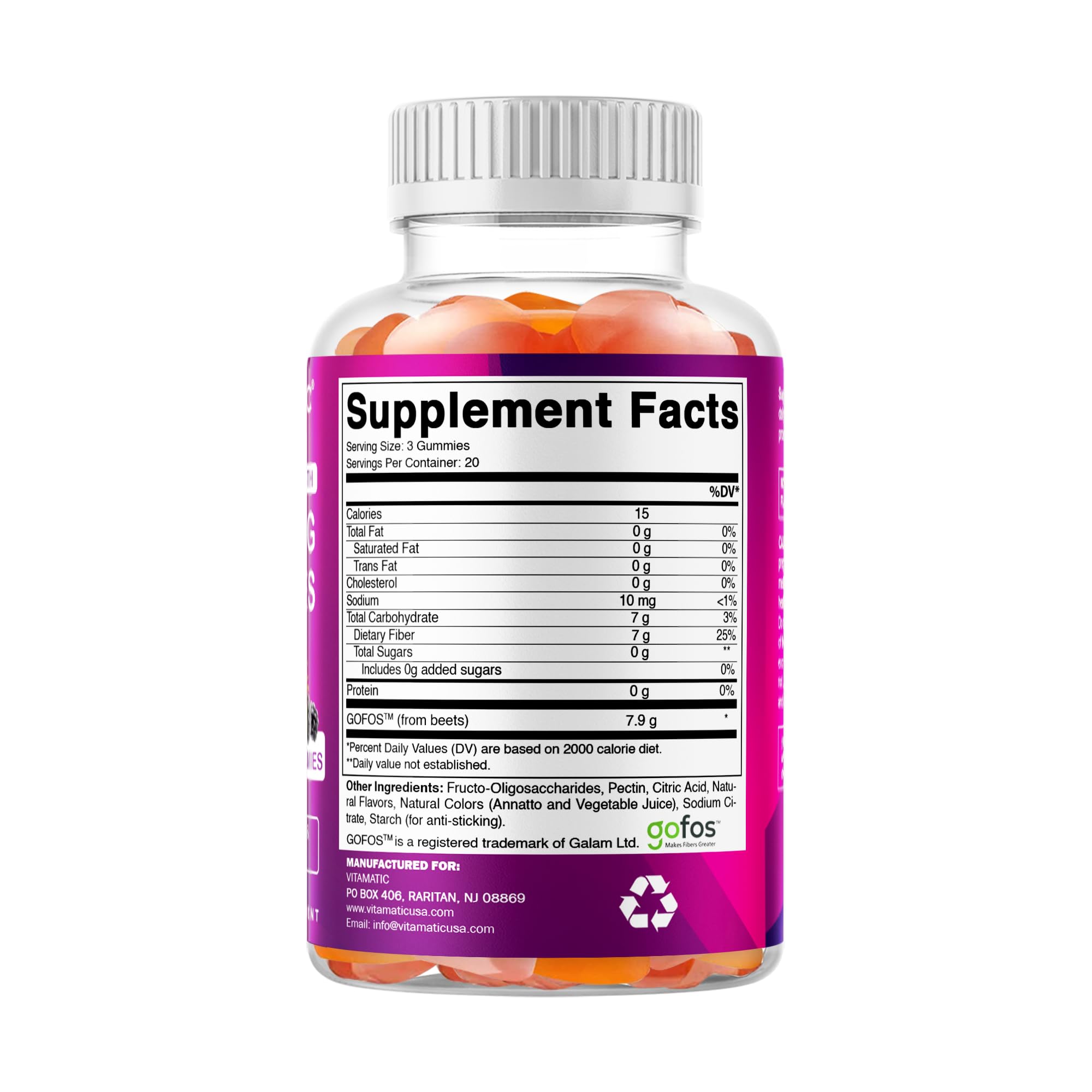 Vitamatic Extra Strength Fibre Supplement displayed with other vitamins