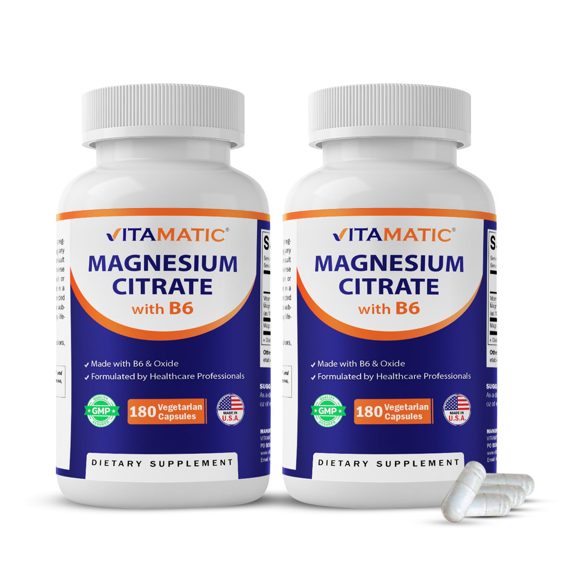 Vitamatic Extra Strength Magnesium Supplement 500mg capsules front view